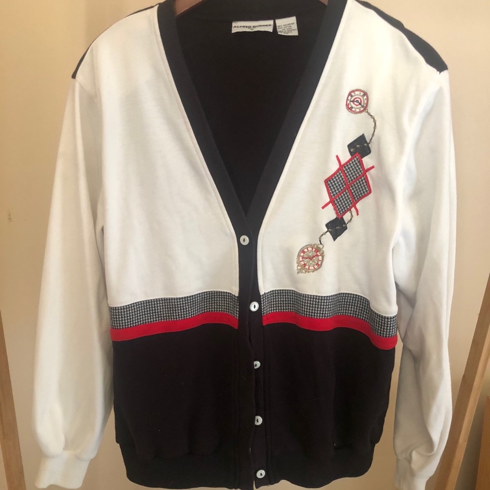 Vintage 80s oversized nautical grandma cardigan